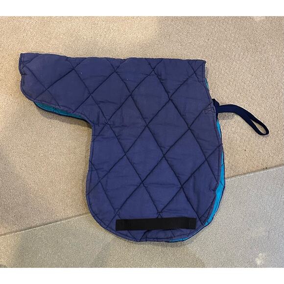 Dark Blue Quilted English Saddle Pad - Picture 3 of 4